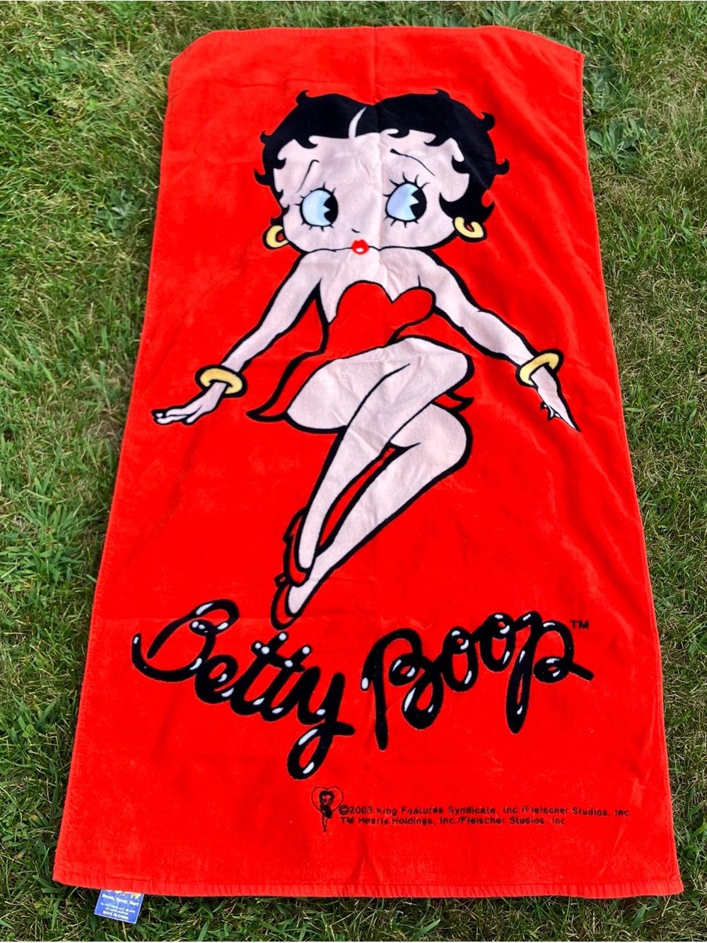 Vintage Betty Boop Large Beach Towel Red & Black Logo 2010 55x29”